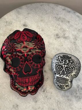 Sugar Skull Glass Trays Set